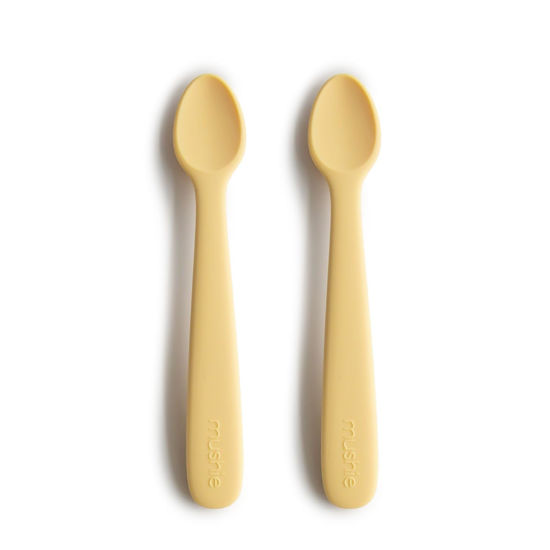 Picture of mushie Silicone Baby Feeding Spoons | 2 Pack (Daffodil)