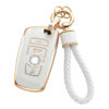 Picture of RUABIBAN for BMW Key Fob Cover with Keychain, Soft TPU Key Case Protection Fit for BMW 2 5 6 7 X1 X2 X3 X5 X6 Series