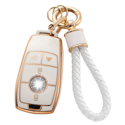 Picture of RUABIBAN for Mercedes Benz Key fob Cover, Soft TPU Key Case Protector Compatible with Mercedes Benz E-Class S-Class A-Class C-Class G-Class AMG Smart Remote Key
