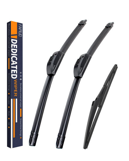Picture of Replacement for Hyundai Santa Fe2019-2023, Kia Sportage 2017-2023,Hyundai Elantra GT 2018-2020 Silent Wipers -FAPIUO Front and Rear Windshield Wipers 26"+14"+12" Full Blade Set (3 Pack) U/J HOOK