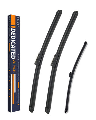 Picture of Replacement for Audi Q7 2016-2022, Audi SQ7 2017-2022 Silent Wipers -FAPIUO Front Windshield Wipers 27"+20"+15" Blade Set (3 Pack) TOP LOCK