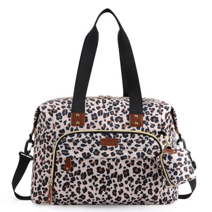 Picture of Tuwubi Diaper Bag Tote,Diaper Bag backpack with Pacifier Case Large Travel Diaper Tote for Mom and Dad Multifunction Large Baby Bag - Leopard Print