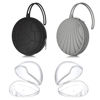Picture of Smlpuame 4 Pack Pacifier Holder Case Set,2 Silicone Portable Pacifier Cover Pouch Bag for Diaper Bags Baby Carriage with 2 Transparent Pacifier Storage Container Box,Easy to Clean,(Black+Grey)