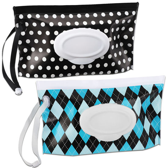 Picture of FEBSNOW 2 Pack Baby Wipes Dispenser, Portable Wipe Holder Container, Reusable Wet Wipes Pouch, Lightweight Travel Wipes Case