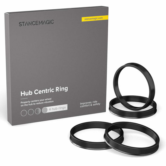 Picture of StanceMagic Hubcentric Rings (Pack of 4) - 64.1mm ID to 67.1mm OD - Black Poly Carbon Plastic Hubrings Hub - Only Compatible with Honda Acura with 64.1mm Vehicle Hubs and 67.1mm Wheel Centerbore