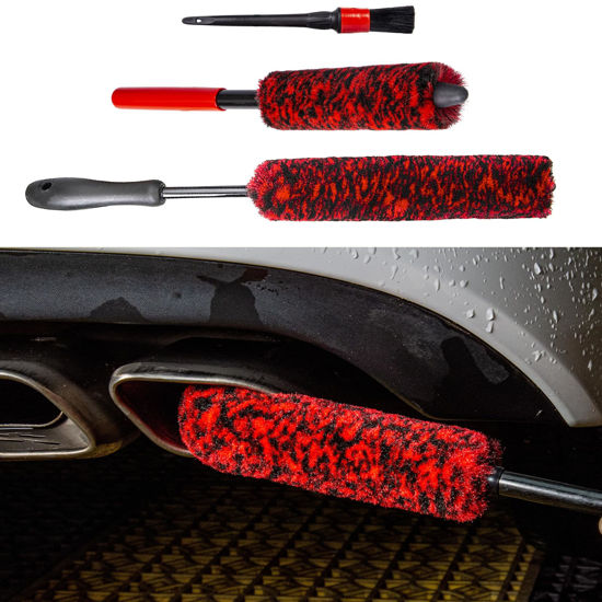 Picture of bzczh Metal Free Soft Wheel Cleaner Brush, Synthetic Wool Car Cleaning Brush, Highly Water Absorption, Dense and Durable Tire Brush for Cleaning Wheels, Rims, Spokes, Fenders, Engines…