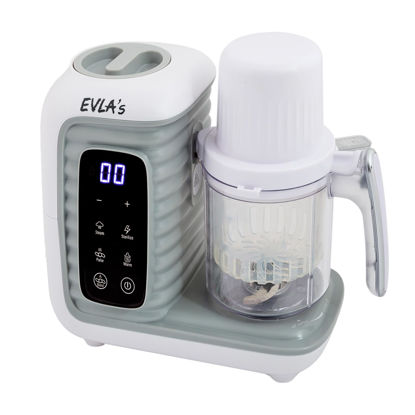 Picture of EVLA'S Double Baby Food Maker with 2 Steaming Baskets, Steamer, Blender, Grinder, Food Processor, Cook & Blends Healthy Baby Food in Minutes, Touch Screen, with 6 food pouches, White