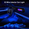 Picture of QVEVDACAR EL Wire Interior Car LED Strip Lights, 16.5FT USB Neon Glowing Strobing El Wire Lights with 6mm Sewing Edge, Ambient Lighting Kits for Car Inside Decorations (Blue)