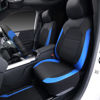 Picture of CAR PASS Air Mesh Leather Car Seat Covers Full Set,Waterproof Car Floor Mats, Sporty Steering Wheel Cover 14.5-15inch,Car Interior Sets Universal Fits for 95% Cars Truck SUV (Black and Blue)