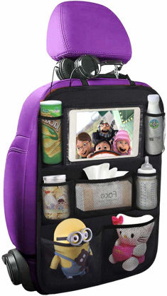 Picture of ONE PIX Backseat Car Organizer Mats Back Seat Organizers and Storage Bag with Touch Screen Tablet Holder for Kids Toddlers Car Seats, Travel Accessories, Road Trip Essentials Kids