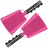 Picture of 2 pack 10 in. steel cowbell/Noise makers with handles. Cheering Bell sporting, football games, events. Large solid school hand bells. Cowbells. Percussion Musical Instrument. Cow Bell Alarm (pink)