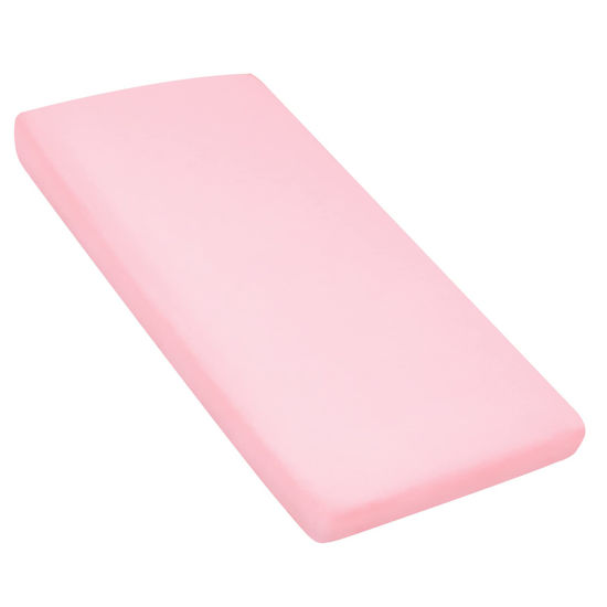 Picture of Nap Mat Sheet 24" x 48" x 4" Fitted Elastic Corners Preschool Day Care Rest Nap Mat Cover, Soft & Breathable Baby Sheets for Regalo My Cot Portable Toddler Bed and Joovy Travel Cot, Pink