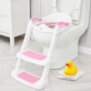 Picture of Forbena Potty Training Toilet Seat with Step Stool Ladder, Toddler Kids Potty Seat for Girls, Non Slip Foldable Toilet Training Seat with Soft Cushion, Comfortable Handles (White-Pink)