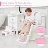Picture of Forbena Potty Training Toilet Seat with Step Stool Ladder, Toddler Kids Potty Seat for Girls, Non Slip Foldable Toilet Training Seat with Soft Cushion, Comfortable Handles (White-Pink)