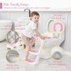 Picture of Forbena Potty Training Toilet Seat with Step Stool Ladder, Toddler Kids Potty Seat for Girls, Non Slip Foldable Toilet Training Seat with Soft Cushion, Comfortable Handles (White-Pink)