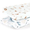 Picture of GRSSDER Stretch Ultra Soft Jersey Knit Changing Pad Cover Set 2 Pack,Change Table Pad Covers Fit 32"/34" x 16" Pads Safe and Snug,Stylish Cute Whale Sea Worl for Baby