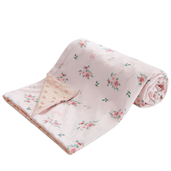 Picture of QSTEHEML Baby Blanket for Boys Girls Super Soft Blanket,Fluffy Cool Lightweight Baby Receiving Blankets,Double Layer with Dotted Backing for Toddler Nursery (Pink, flower30*40in)