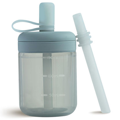 Picture of Moonkie Baby Straw cup | Silicone Toddler Sippy Cup Training Cup with Straw Lid | BPA-Free Drop-Proof Baby Cup | Baby Led Weaning | 6 Months+, 5 oz, 1pack