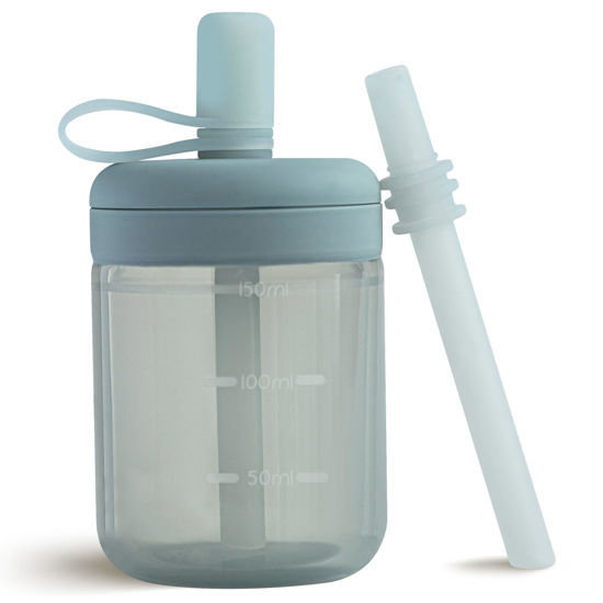 Picture of Moonkie Baby Straw cup | Silicone Toddler Sippy Cup Training Cup with Straw Lid | BPA-Free Drop-Proof Baby Cup | Baby Led Weaning | 6 Months+, 5 oz, 1pack