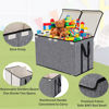 Picture of YOLOXO Large Kids Toy Box Chest Storage organizer with Double Flip-Top Lid - Collapsible Sturdy Toy Organizers And Storage Bins With Big Handles For Nursery, Playroom, 26.8"x13.8"x16"(Grey)