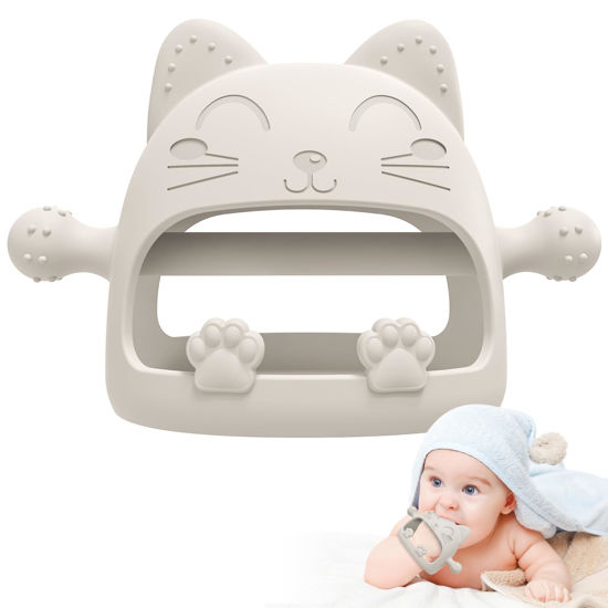 Picture of Baby Teether-Teething Toys for Babies 0-6 Months-Silicone Teething Mitt with Cute Cat Shape Baby Toys 6 to 12 Months,Newborn Essentials Must Haves for Teething Relief,Ideal Baby Shower Gifts for Moms