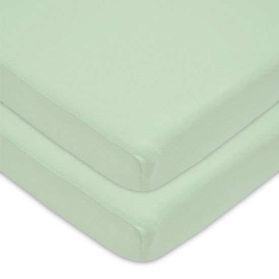 Picture of American Baby Company 2 Pack Fitted Pack N Play Playard Sheet 27" x 39", Soft Breathable Neutral 100% Cotton Jersey Pack and Play Sheet, Celery, for Boys and Girls, Fits Most Mini Crib