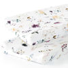 Picture of GRSSDER Stretch Ultra Soft Jersey Knit Changing Pad Cover Set 2 Pack,Change Table Pad Covers Fit 32"/34" x 16" Pads Safe and Snug,Watercolor Pretty Purple Flora for Girls
