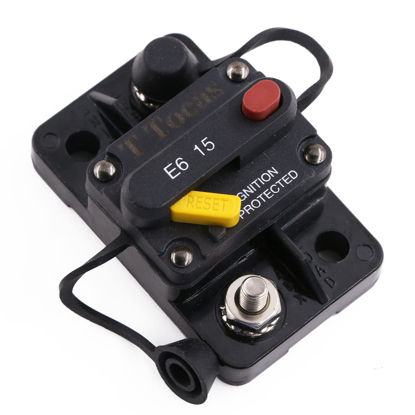 Picture of T Tocas Circuit Breaker 15A AMP E69 for Marine Truck Boat RV Automotive Mid Range Mini T3 Manual Reset Switchable Compact Medium IP66 (15a)
