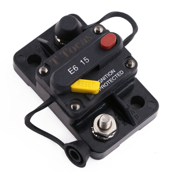 Picture of T Tocas Circuit Breaker 15A AMP E69 for Marine Truck Boat RV Automotive Mid Range Mini T3 Manual Reset Switchable Compact Medium IP66 (15a)