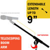 Picture of Stage Rocker Foldable Tripod Low-Profile Mic Boom Stand - Height Extending from 9.6'' to 16.9'', w/Adjustable Telescoping Arm Up to 9'', Lightweight/Convenient, Black, Powered by Hamilton(SR610121B)