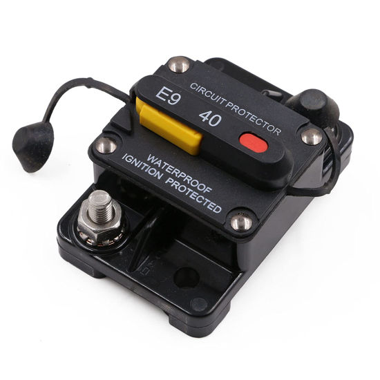 Picture of T Tocas Waterproof 40 Amp Circuit Breaker 12v - 48vdc with Recessed Switch Design for Boat Trolling Motor Marine ATV Trailer Vehicles (40a)