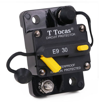 Picture of T Tocas 30A Amp Circuit Breaker for Boat Trolling Motor Marine ATV Vehicles Stereo Audio Battery Solar System with Manual Reset Switcher 30 amp Waterproof DC 12V-48V