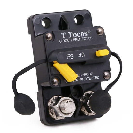 Picture of T Tocas 3/8" Stud 40 Amp Circuit Breaker for Boat Trolling Motor Marine with Manual Reset Switchable IP67 DC 12V - 72V