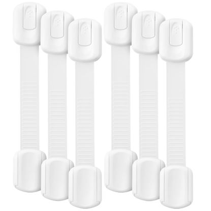 Picture of Bates- Child Safety Strap Locks, 6 Pack, Child Proof Cabinet Latches, Child Safety Cabinet Locks, Drawer Locks Baby Proofing, Baby Cabinet Safety Latches, Baby Proof Cabinet Locks