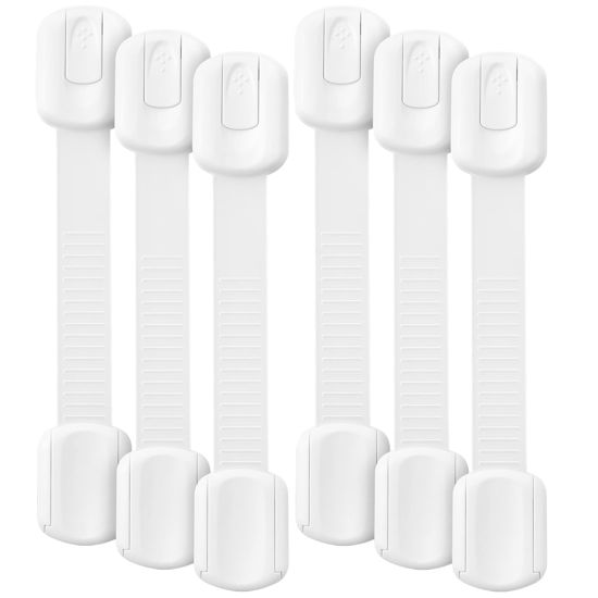 Picture of Bates- Child Safety Strap Locks, 6 Pack, Child Proof Cabinet Latches, Child Safety Cabinet Locks, Drawer Locks Baby Proofing, Baby Cabinet Safety Latches, Baby Proof Cabinet Locks