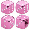 Picture of MEAJOO 4PCS Aluminum Dice Tire Valve Stem Caps, Universal Aluminium Alloy Dustproof Tire Valve Stem Covers for Cars, SUV, Trucks, Bikes, Motorcycles, Bicycles(Pink)