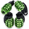 Picture of MEAJOO 4 PCS Grenade Style Tire Valve Stem Caps, Stainless Steel Tire Valve Caps Wheel Valve Caps for Cars,Trucks, SUV, Motorcycles, Bicycles (Green)