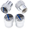 Picture of MEAJOO 4 PCS American Flag Plaid Tire Valve Stem Caps, Corrosion Resistant Premium Aluminum Alloy Valve Stem Covers, Universal Dust Proof Stem Covers for Cars SUVs Motorcycles Bicycles (Silver)
