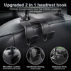 Picture of LivTee Upgraded Superior Leather Car Seat Back Headrest Hook, 2 in 1 Auto Seat Hook Hangers Holder Organization Interior Accessories for Purses Coats Umbrellas Grocery Bags Handbag (Black)