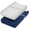 Picture of TILLYOU Changing Pad Cover Set in Soft Jersey Material - Fits 32"/34''x16 Contoured Pad for Babies, Navy Blue & Lt Gray