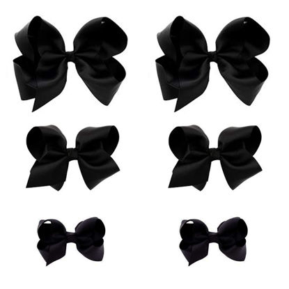 Picture of Black Bows for Girls,6PCS Hand-made Grosgrain Ribbon Hair Bows Alligator Clips Hair Accessories for Little Teen Toddler Girls Kids (Black)