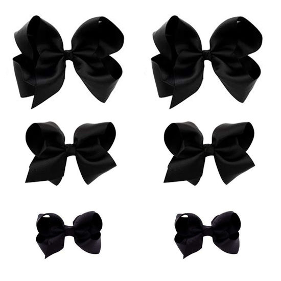 Picture of Black Bows for Girls,6PCS Hand-made Grosgrain Ribbon Hair Bows Alligator Clips Hair Accessories for Little Teen Toddler Girls Kids (Black)