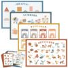 Picture of Babebay Disposable Placemats for Baby, 40 Pack Sticky Toddler Placemat for Restaurants, Dining Table, Party, Travel, 12" x 18" with 4 Designs