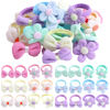 Picture of TAANGTHOSE 24 Pcs Toddler Hair Ties for Girls, Baby Hair Tie Cute Flower Elastic Scrunchies, Seamless Ponytail Holders, Little Girls Hair Accessories for Thick Hair, Pink, Purple, Blue