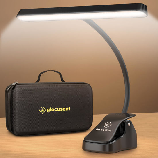 Picture of Glocusent Music Stand Light: 57 LED Super Bright Piano Light with EVA Carrying Case, 3 Color & 5 Brightness, Rechargeable & 140-Hr Long Lasting, Perfect for The Piano, Sheet Music