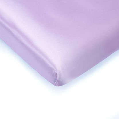 Picture of Pro Goleem Satin Pack n Play Playard Sheet Great for Baby Hair Soft Silk Feeling 27x39 Inch Fitted Portable Mini Crib Sheet Playard Mattress Cover for Girls Lavender