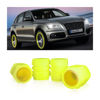 Picture of 4PCS Fluorescent Car Tire Valve Stem Caps, Luminous Glow in The Dark Auto Tire Valve Cover, Illuminated Corrosion Resistant, Car Decor Accessories Universal for SUV, Trucks, Cars (Yellow)
