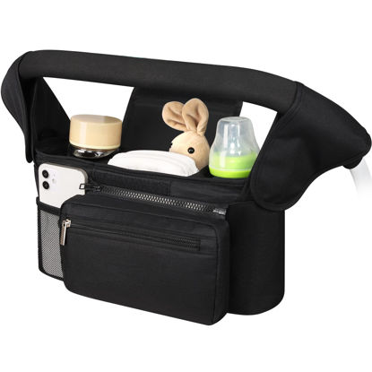 Picture of Accmor Universal Stroller Organizer with Insulated Cup Holder Detachable Phone Bag and Shoulder Strap,Stroller Bag Caddy Organizer Accessories Fits for Uppababy, Baby Jogger, Britax Strollers