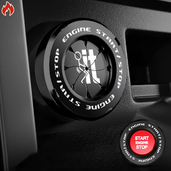 Picture of Tybasthe Push Start Button Cover, F_ck It Car Engine Start Stop Button Cover Protector, Cool Car Accessories Interior Decor Sticker Motorcycle Key Ignition Switch Cover, Black