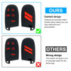 Picture of REMOCH Key Fob Cover for Dodge Accessories 5 Button Key Fob Case for Dodge Charger Challenger Dart Durango Journey Replacement Remote Control 3 4 5 Buttons Key Fob Shell (Bright Red Design, 2PCS)